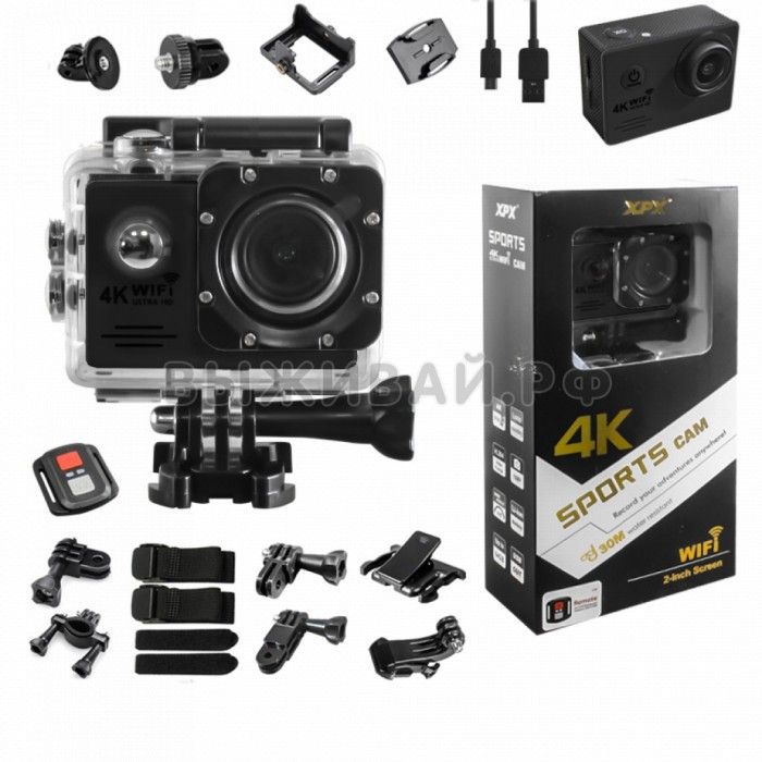 Экшн камера XPX G80R 4K UltraHD (wi-fi, пульт)