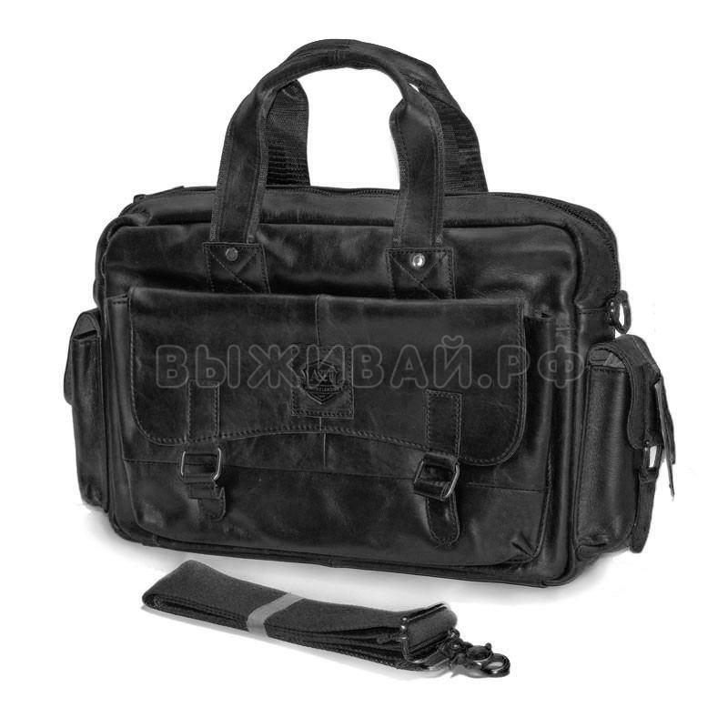 Кожаный портфель для ноутбука и документов A&H 170701 Black