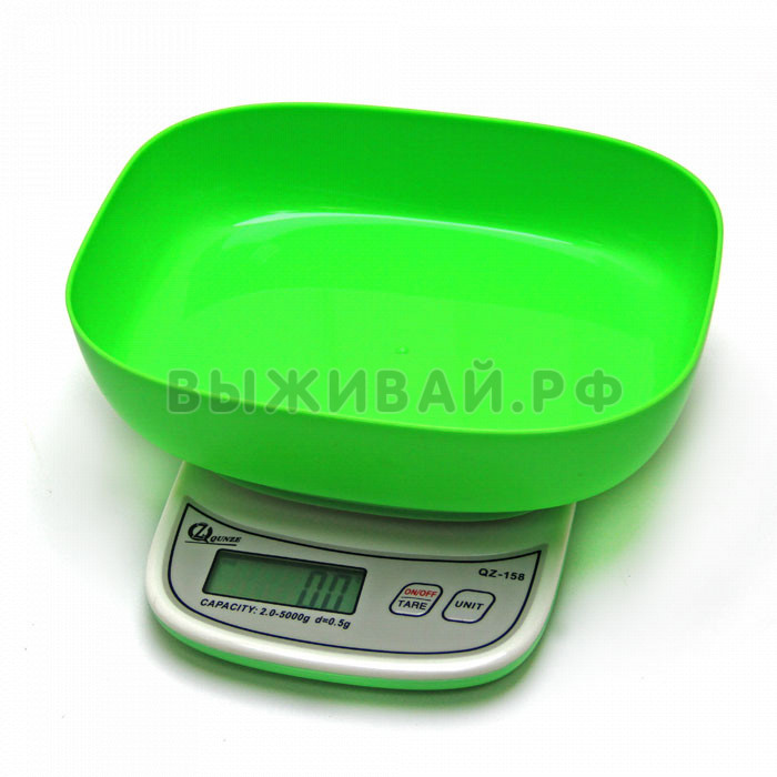 Электронные весы QZ-158 с мерной чашей (0.5 гр. x 5 кг.)