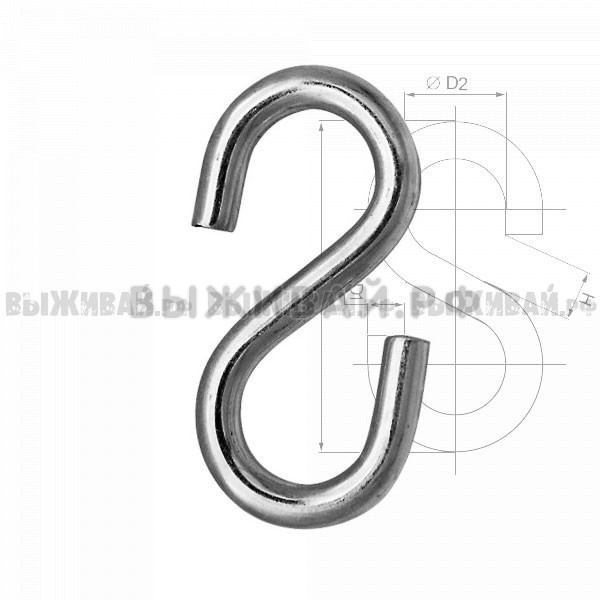 Крючок S-образный сталь, оцинкованный 3-10см