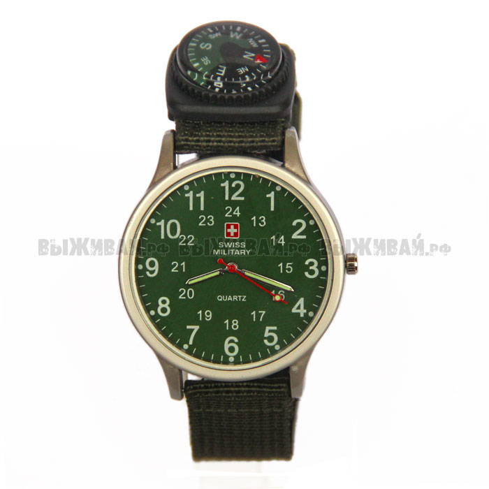 Часы Swiss Military с компасом большие, Олива Часы Swiss Military с компасом большие, Олива
