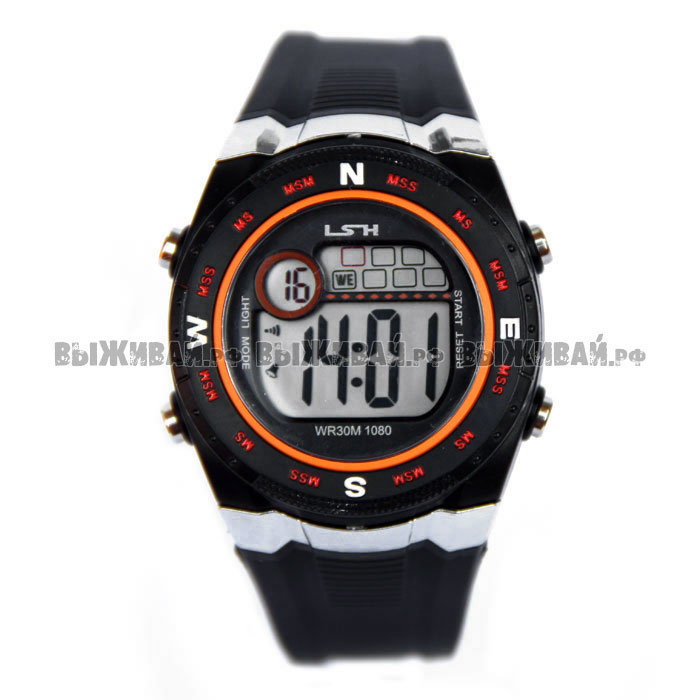 Часы водонепроницаемые LSH Orange black Часы водонепроницаемые LSH Orange black