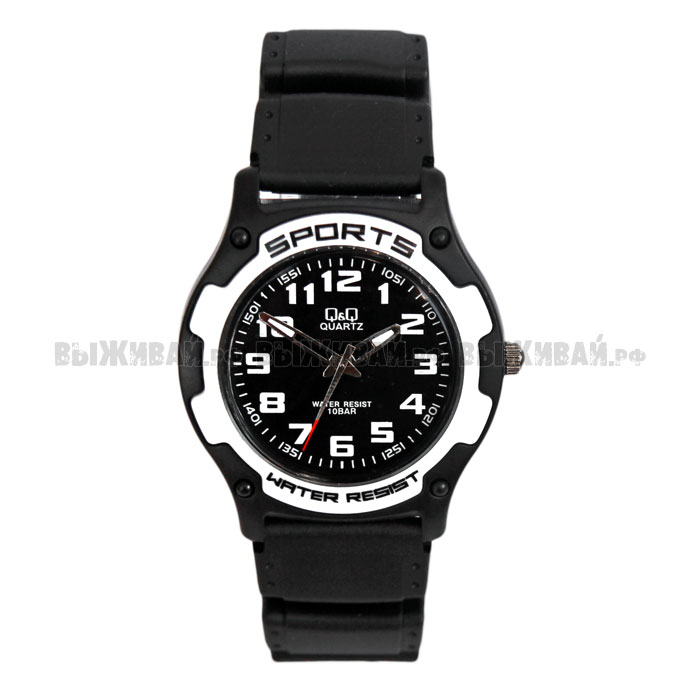 Часы водостойкие Q&Q Sports, черные Часы водостойкие Q&Q Sports, черные