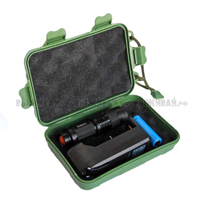 Фонарь CREE Q5 в кейсе EDC + комплектация Фонарь CREE Q5 в кейсе EDC + комплектация