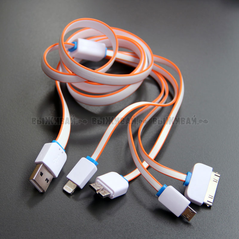 Кабель универсальный micro usb / iphone 4-5 / mini usb (1м.) Кабель универсальный micro usb / iphone 4-5 / mini usb (1м.)