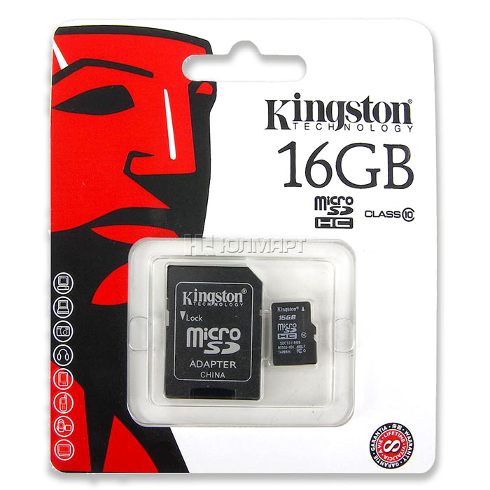 Карта Kingston SDHC MicroSD 10Class 16GB Карта Kingston SDHC MicroSD 10Class 16GB