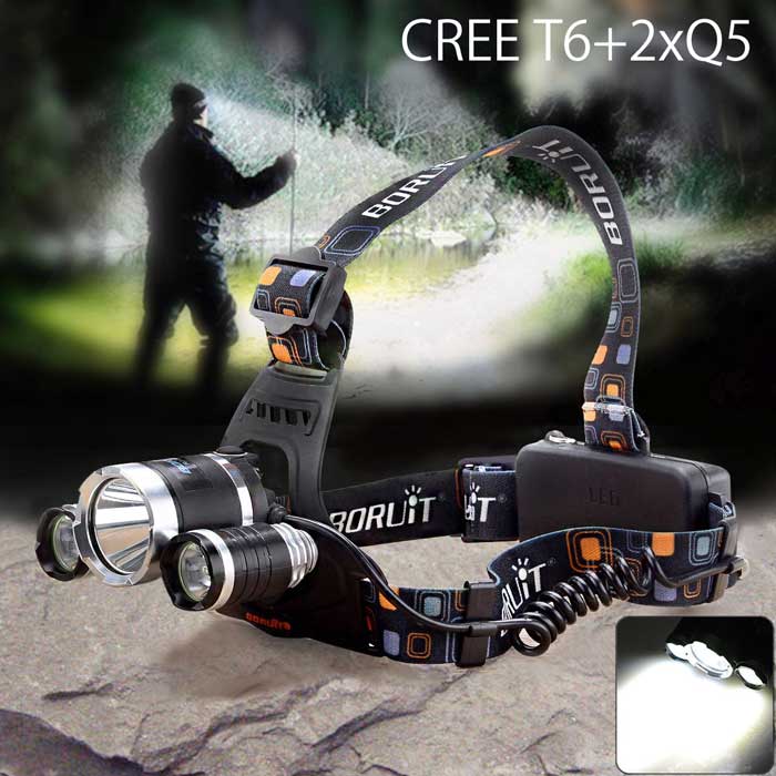 Налобный фонарь Boruit RJ-3000 (IP55) CREE T6+2xQ5 Налобный фонарь Boruit RJ-3000 (IP55) CREE T6+2xQ5