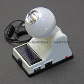 Лампа кемпинговая 400LM, на солнечной батарее USB (220В)
