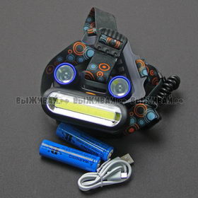 Налобный фонарь BL-1252 2хT6+COB (18650+AA+USB)
